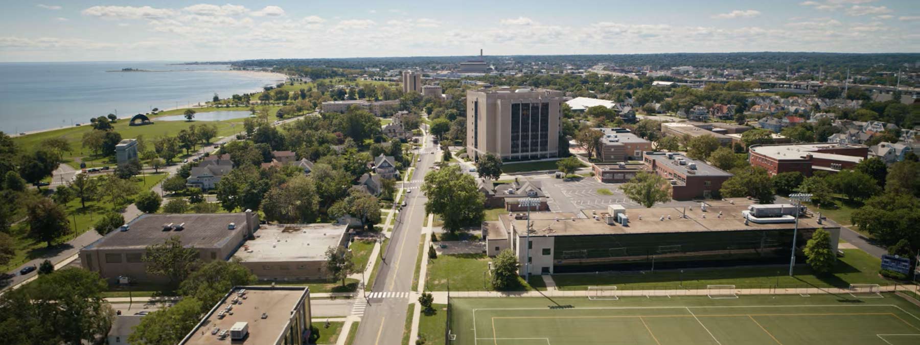 aerial shot of the UB campus
